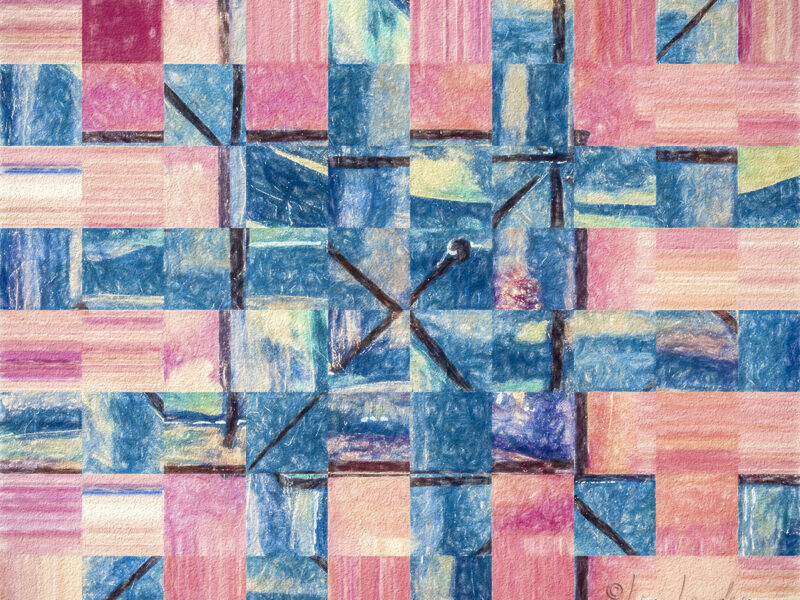 Abstract in pink and blue