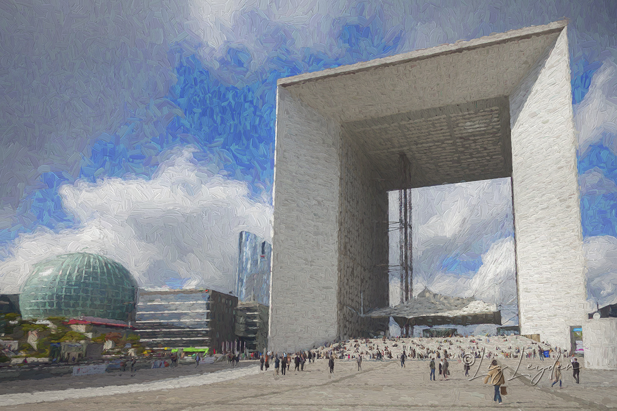 La Grande Arche de la Defense and Le Dome, Paris, France.